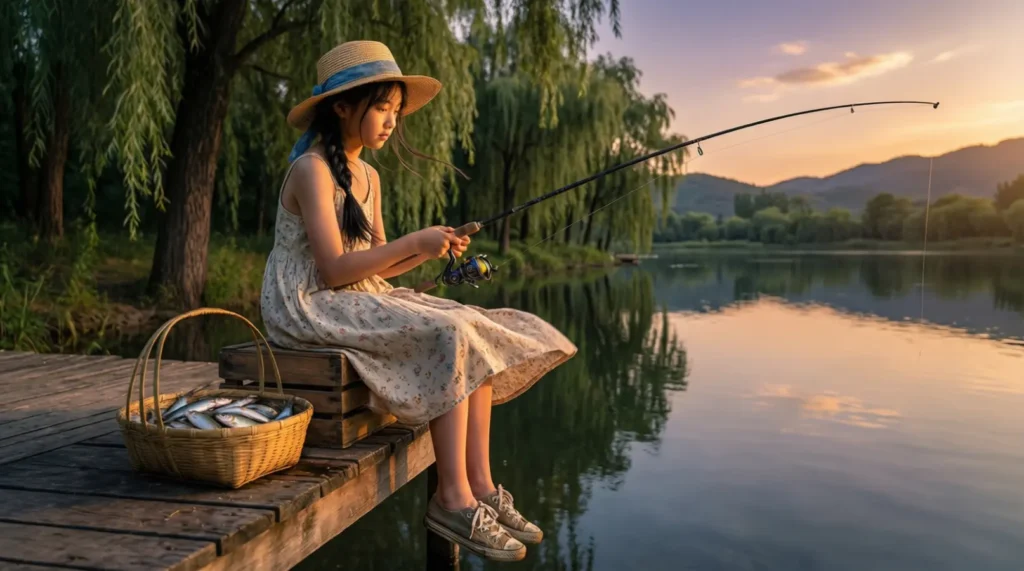 Girl Fishing Captions