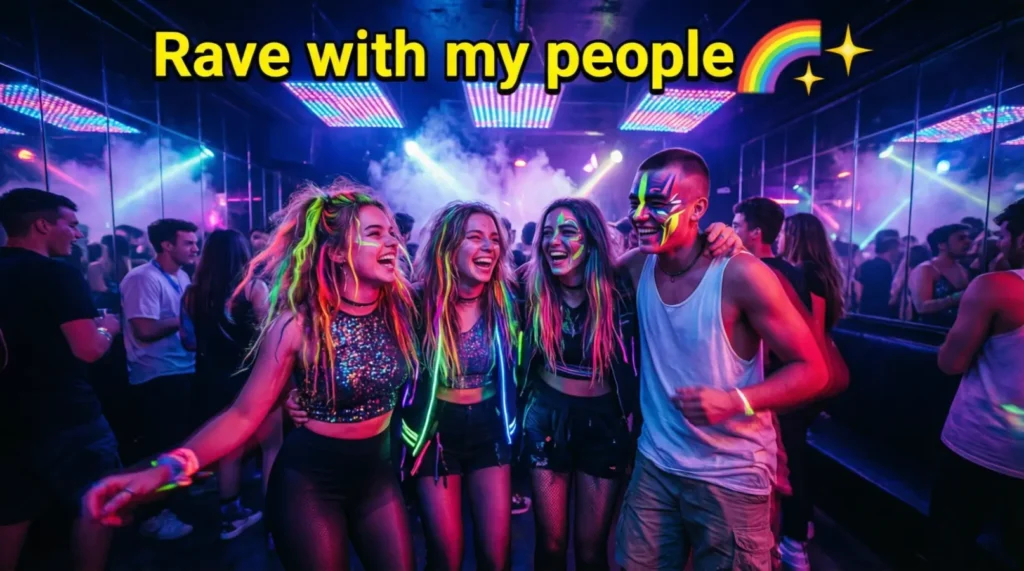 Rave Instagram Captions with Friends