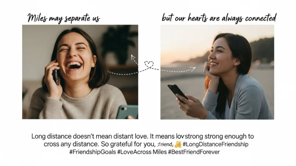 Long Distance Friendship Instagram Captions for Love