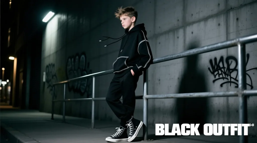 Black Outfit Captions for Boys