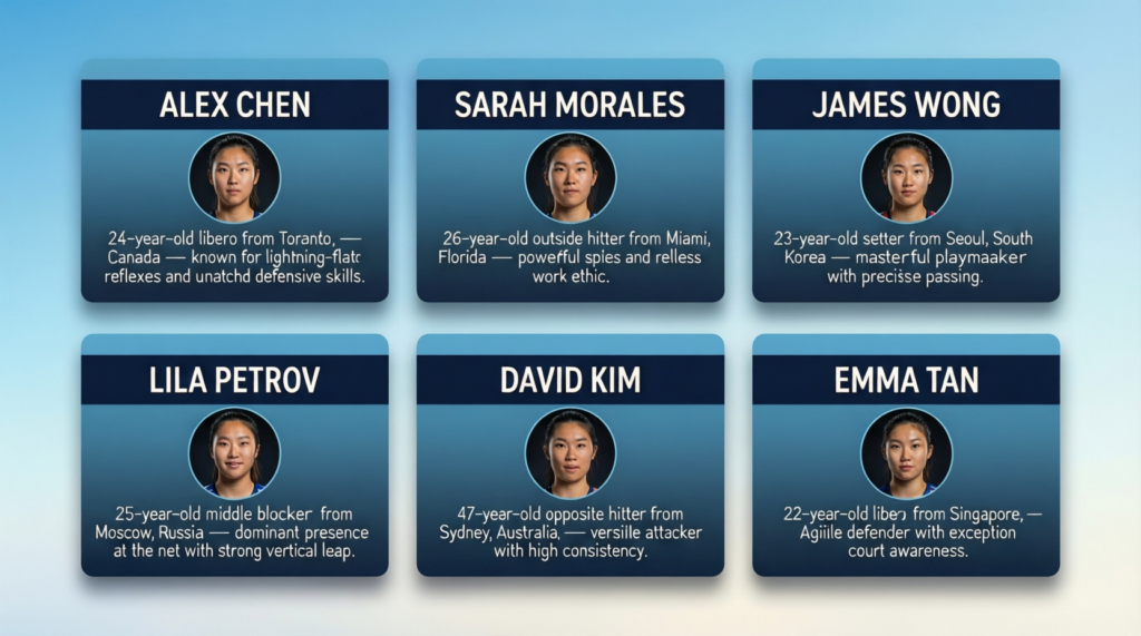 Short Bios for Volleyball Players