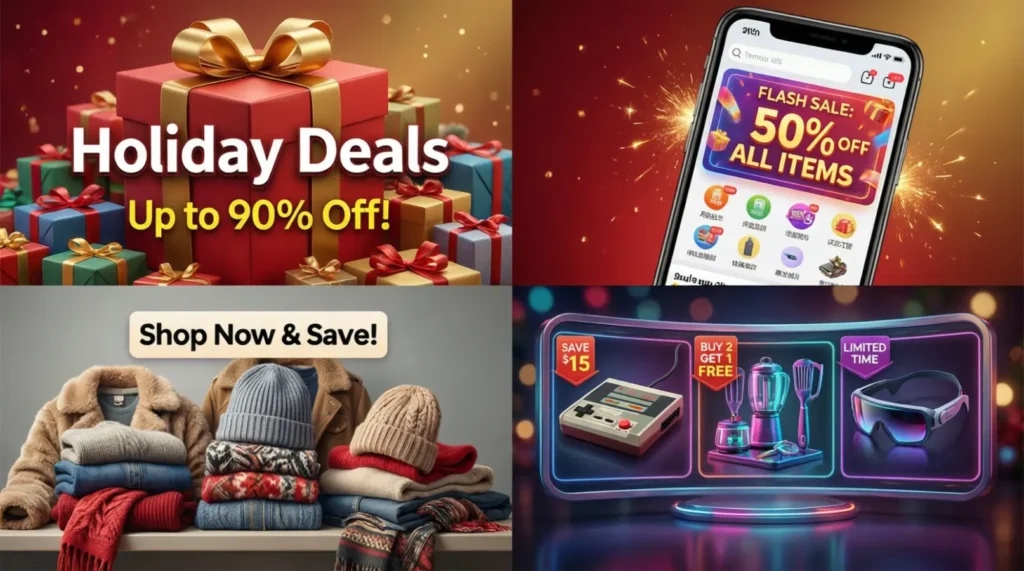 Temu Shopping Haul Captions for Holiday Deals and Discounts