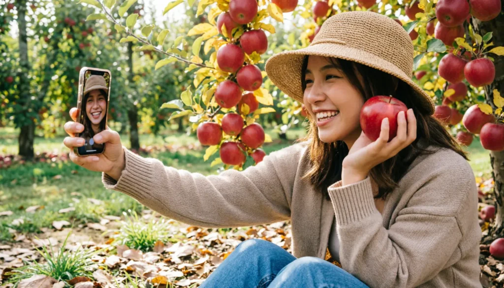 Apple Picking Selfie Captions