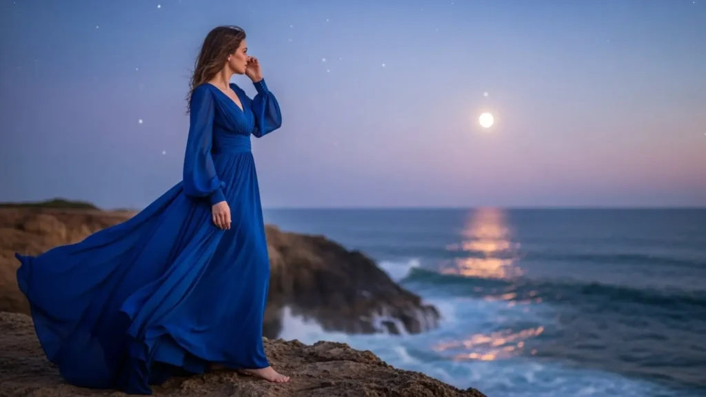 Romantic Blue Dress Captions