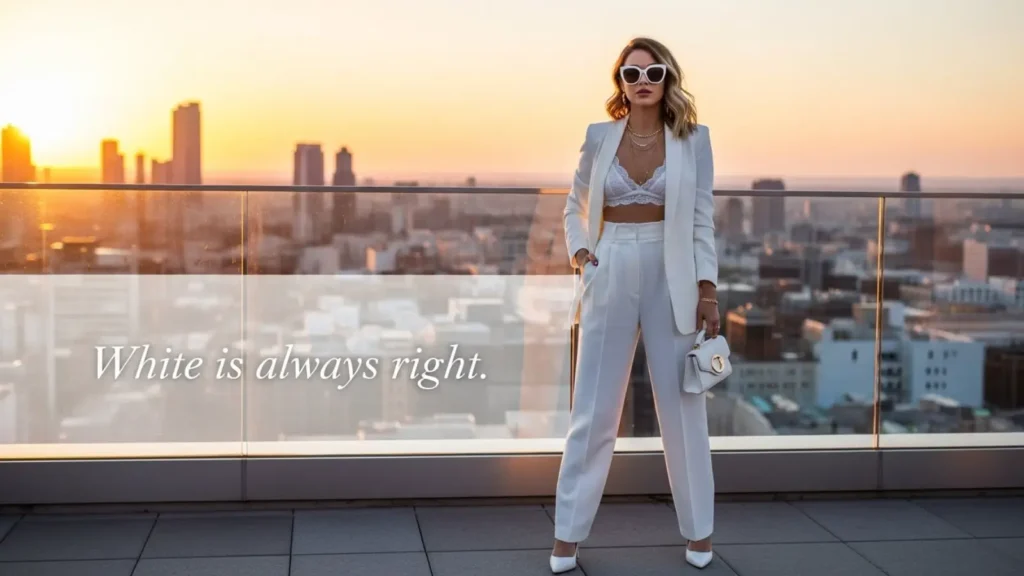 Stylish White Outfit Captions